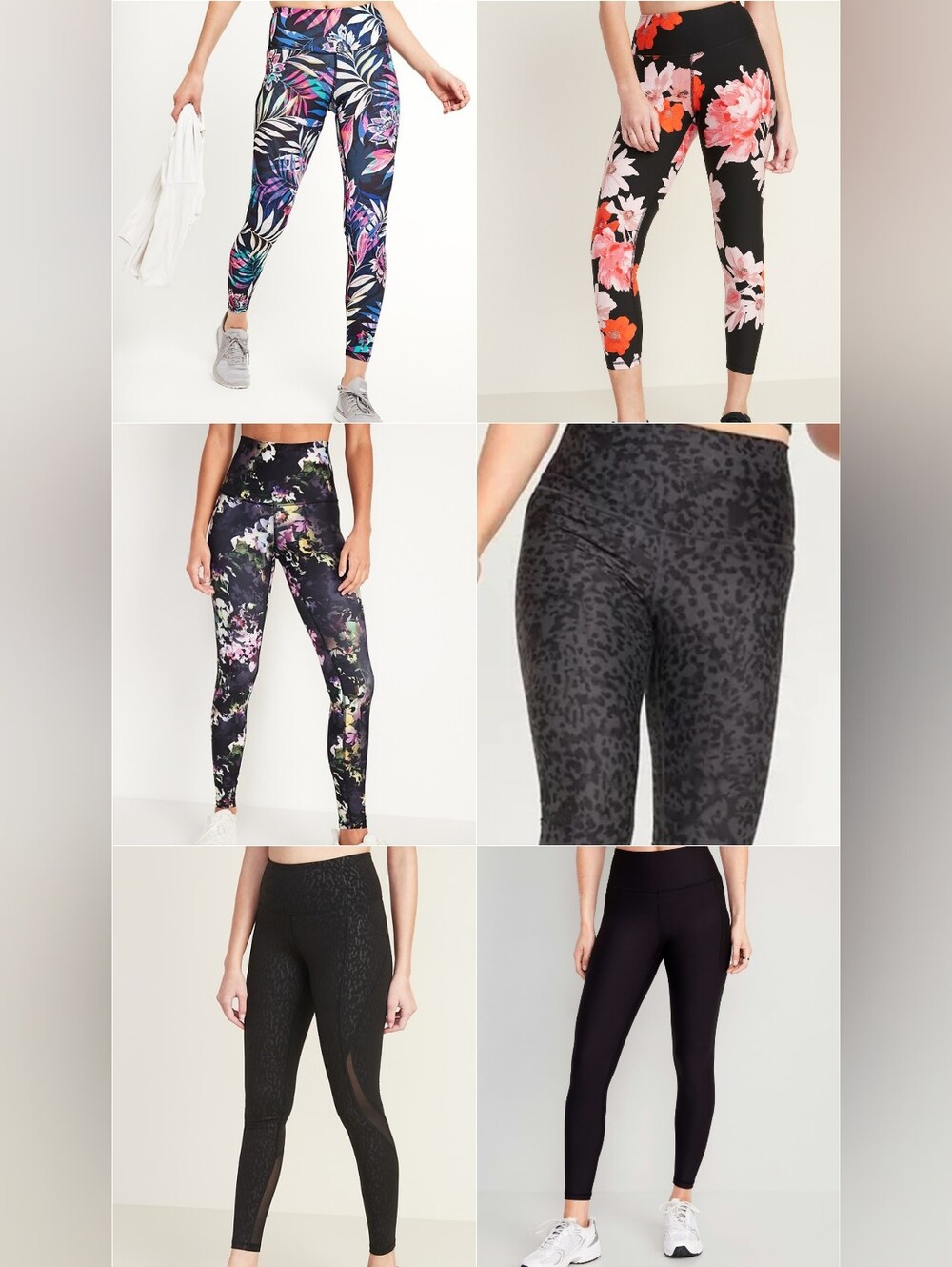 Size XL Old Navy Leggings Bundle, 6 Pairs! Black, Floral & Animal Print, EUC/NWT